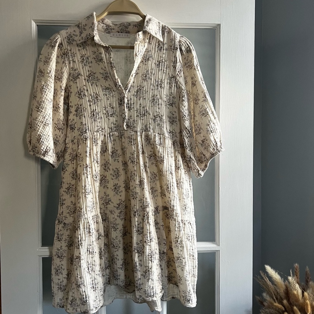 Karlie Cream and Black Floral Mini Dress